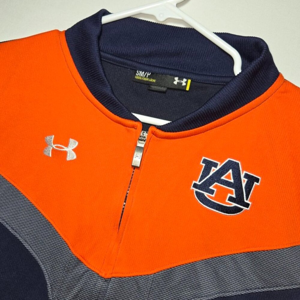 Under Armour Auburn Tigers Mens Small Navy Blue Orange Full Zip Track Sweatshirt